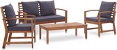 vidaXL Ensemble de salon 4 pièces avec coussins en bois d'acacia massif