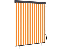 vidaXL - Rolgordijn - voor - buiten - 140x250 - cm - wit - en - oranje