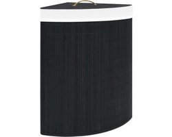 vidaXL - Hoekwasmand - 60 - L - bamboe - zwart