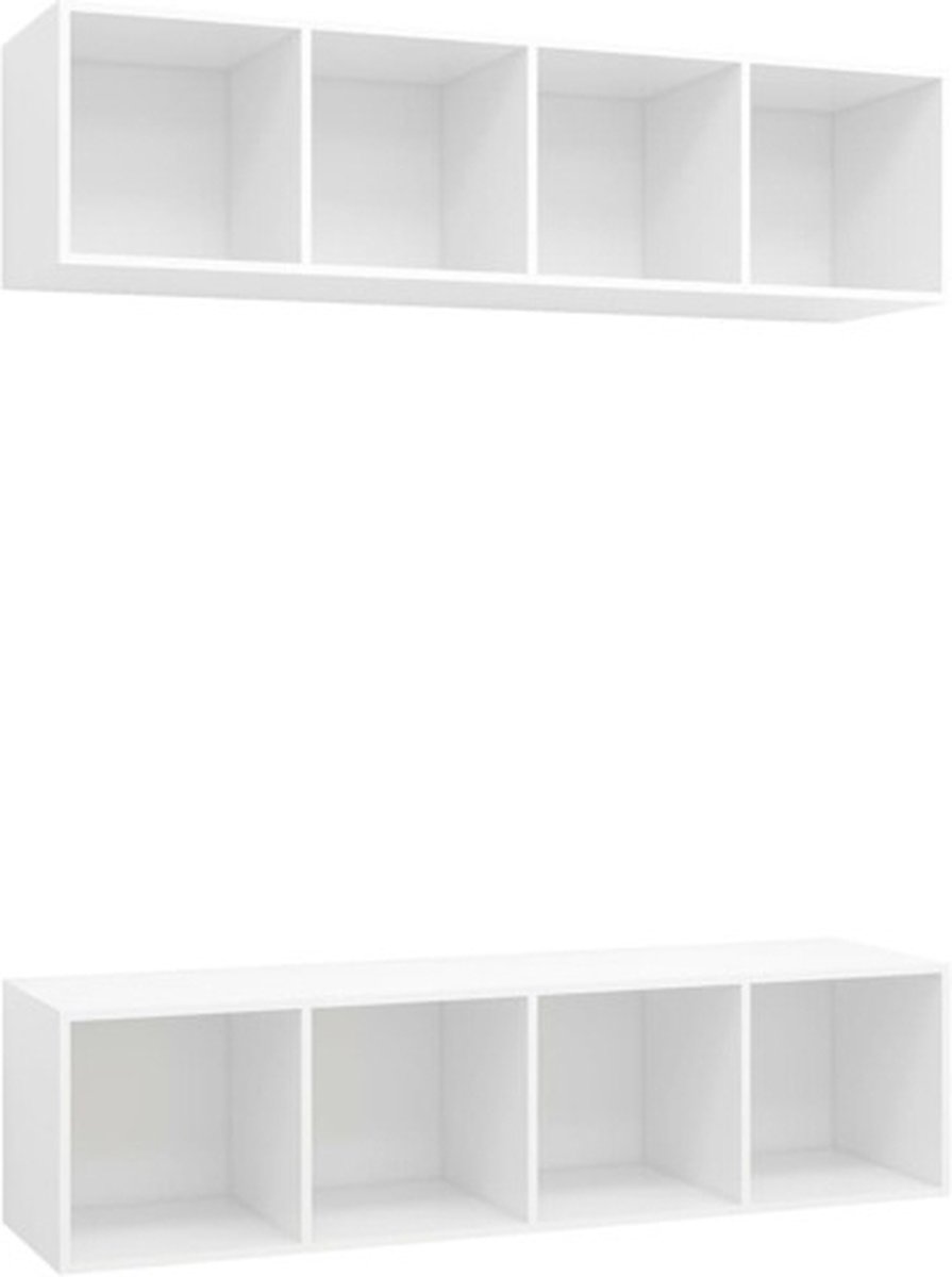 vidaXL - Tv-wandmeubelen - 2 - st - bewerkt - hout - wit