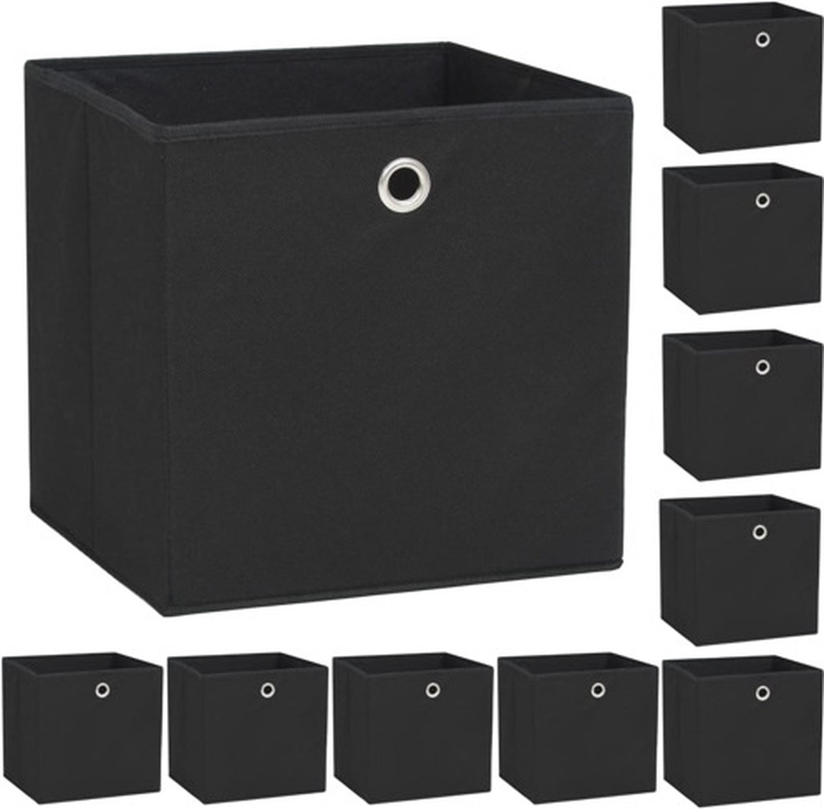 vidaXL Opbergdozen 32x32x32 cm ongeweven stof zwart 10 stuks