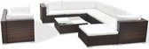 vidaXL - 10-delige - Loungeset - met - kussens - poly - rattan - bruin