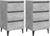 Tables de chevet de chevet 2 pcs avec pieds en métal 40x35x69 cm gris béton