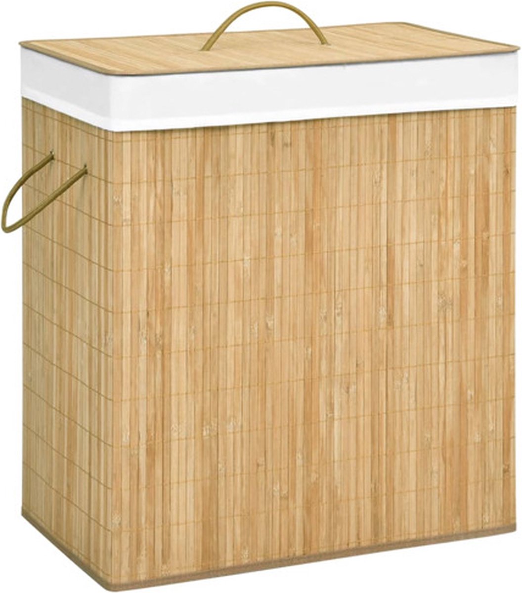 vidaXL - Wasmand - met - 2 - vakken - 100 - L - bamboe