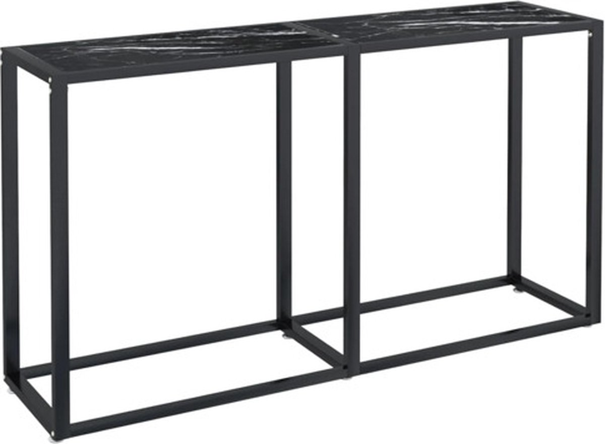 vidaXL Wandtafel - 140x35x75,5 - cm - gehard - glas - zwartmarmerkleurig Zwart marmer