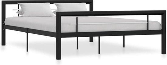 Cadre de lit métal noir et blanc 160x200 cm