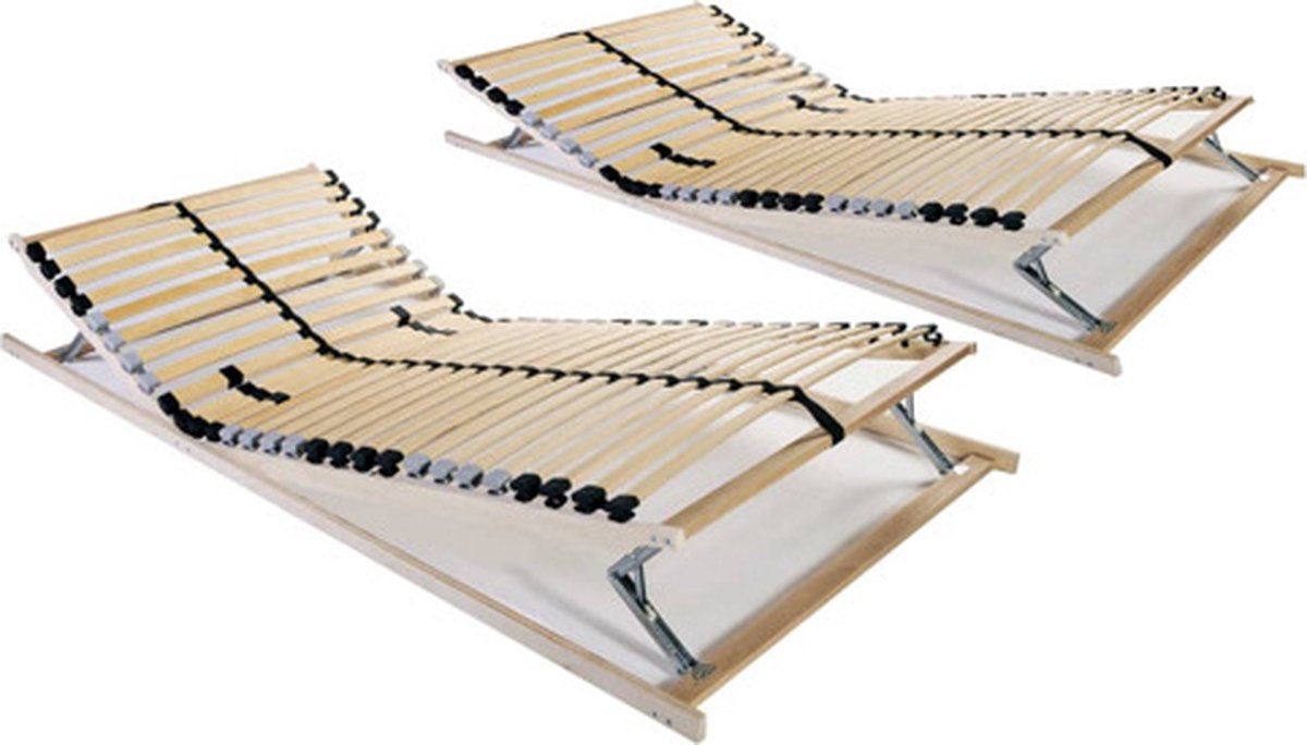 vidaXL - Lattenbodems - 2 - st - met - 28 - latten - 7 - zones - 70x200 - cm