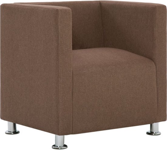 vidaXL Fauteuil kubus stof bruin