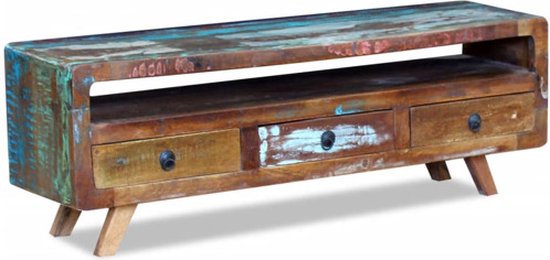 vidaXL TV avec 3 tiroirs en bois massif