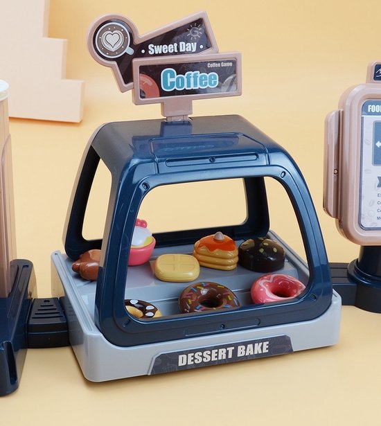 Speelgoed koffiebarset - Bruin - 41 stuks - koffiemachine - café en