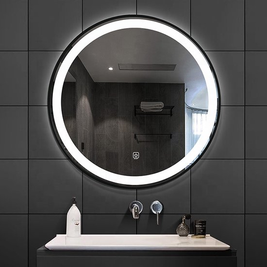 Miroirs lumineux - Miroir de salle de bain avec éclairage LED et Chauffage  - Bord noir... | bol.com
