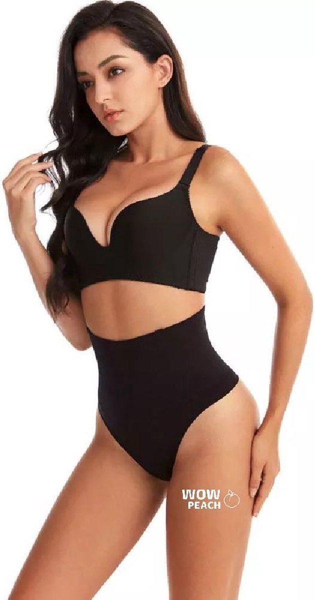 Wow Peach - String Shaper - Zwart - Maat: XX-Large - Thong Shaper - Corrigerend string - Onzichtbare string - String met hoge taille - Shape wear - High waist string - Dames - Correctie ondergoed - Afslank