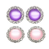 2 Paar-Clip oorbellen-1.5 cm-Kunststof-Paars-Licht roze-Charme Bijoux