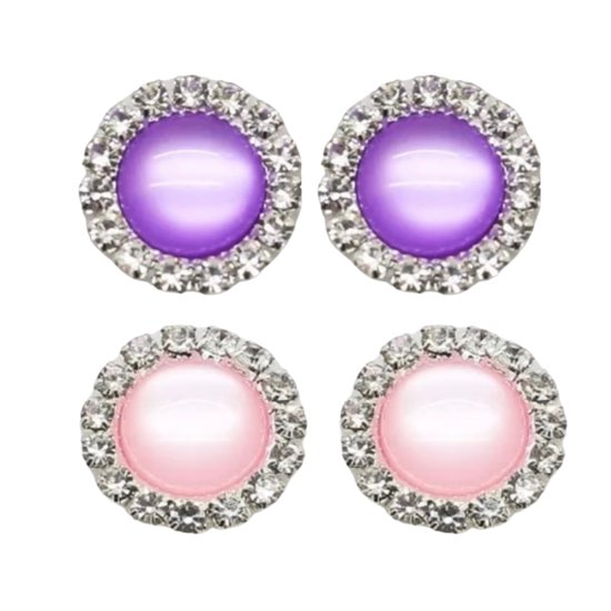 2 Paar-Clip oorbellen-1.5 cm-Kunststof-Paars-Licht roze-Charme Bijoux