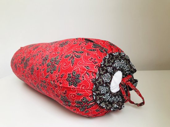 Gustiana® Guling - Rolkussen - Sluimerrol Kapok met wasbare sloop - 85 cm - Batik Pekalongan rood
