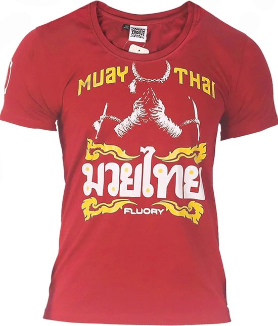 Fluory Mongkon Muay Thai Fighter T-Shirt Rood maat L