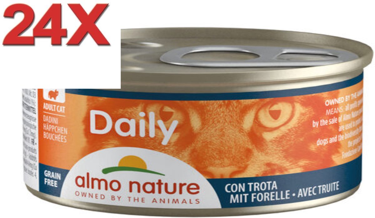 Almo Nature Dailymenu - Kattenvoer Blik - Brokjes Forel - 24x85gr