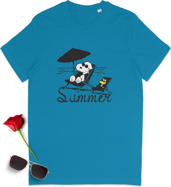 Zomer tshirt Snoopy - Snoopy Zomer t shirt - Dames shirt met Snoopy print - Heren t-shirt met opdruk - Vrouwen en mannen zomer shirt - Unisex maten: S M L XL XXL XXXL - t Shirt kleuren: Wit, geel, roze, rood en blauw.