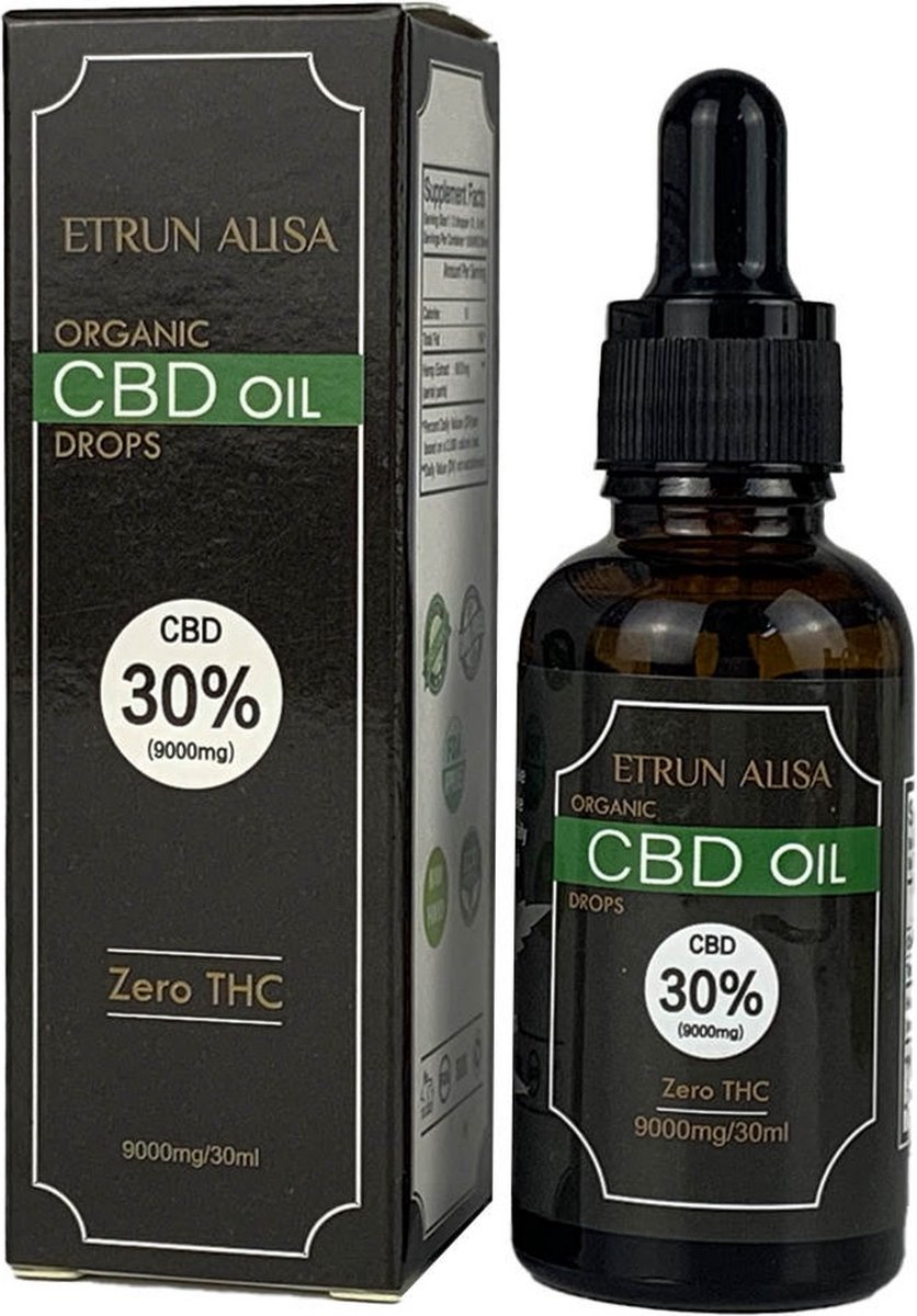Goedkoopste CBD Olie 30 procent - ontspanning - 100 organic - 9000mg - 30ml - Biologisch - ETRUN ALISA
