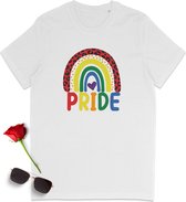 Gay Pride t shirt - Pride tshirt - Pride Rainbow - Dames tshirt met print - Heren t shirt met Pride opdruk - Unisex Pride Shirt - Unisex maten: S M L XL XXL XXXL - tshirt kleuren: Wit,  zwart en oranje.