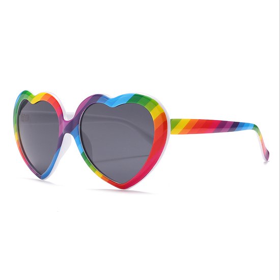 DAEBAK Kleurvolle vrouwen hartjes zonnebril in hart vorm [Rainbow / Regenboog] Festival Sunglasses dames