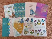 8 wenskaarten met envelop, Thema: vlinders, voor verschillende gelegenheden