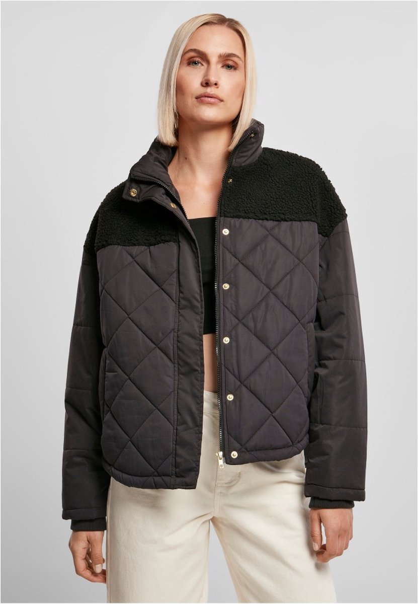 Urban Classics Oversized Diamond Quilt Gewatteerd jack 4XL Zwart