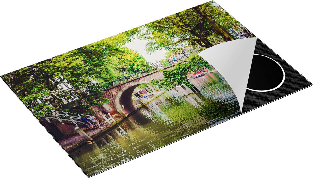Chefcare Inductie Beschermer Dichtbegroeide Brug op de Oudegracht in Utrecht - 81x52 cm - Afdekplaat Inductie - Kookplaat Beschermer - Inductie Mat