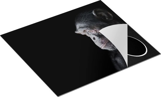 Chefcare Inductie Beschermer Chimpansee Aap op Zwart Achtergrond - 59x52 cm - Afdekplaat Inductie - Kookplaat Beschermer - Inductie Mat