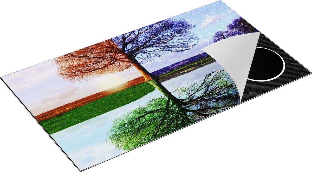 Chefcare Inductie Beschermer Vier Seizoenen Boom - 90x52 cm - Afdekplaat Inductie - Kookplaat Beschermer - Inductie Mat