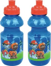 2x stuks kunststof bidon pop-up drinkbeker Paw Patrol 350 ml - Drinkfles voor naar school