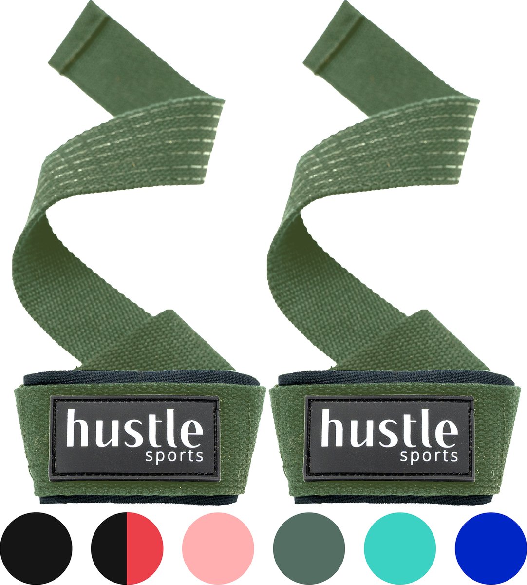 hustle - Groene Anti-Slip Lifting Straps - met Padding en Anti-slip - Padded - Lifting Grips/Hooks - Deadlift Straps - Voor Fitness