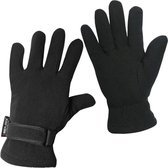 Fleece handschoenen dames thermo handschoenen kleur zwart maat one size L/XL