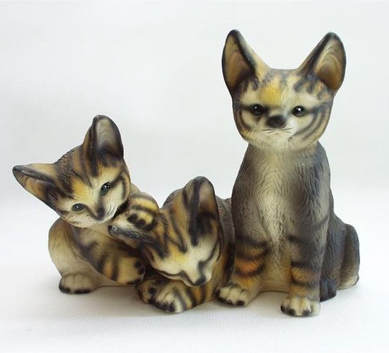 AL -  3 Katten aan elkaar - Porselein - Decoratie - 15cmH