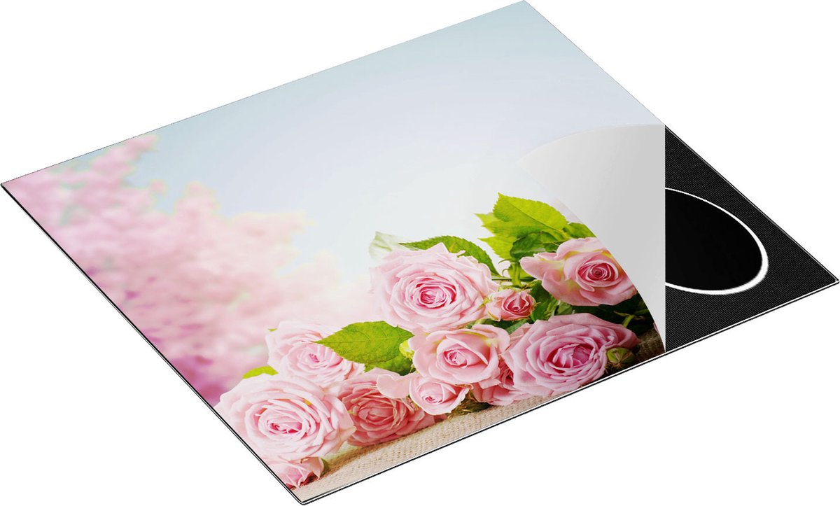 Chefcare Inductie Beschermer Boeket Roze Rozen Bloemen - 60x52 cm - Afdekplaat Inductie - Kookplaat Beschermer - Inductie Mat