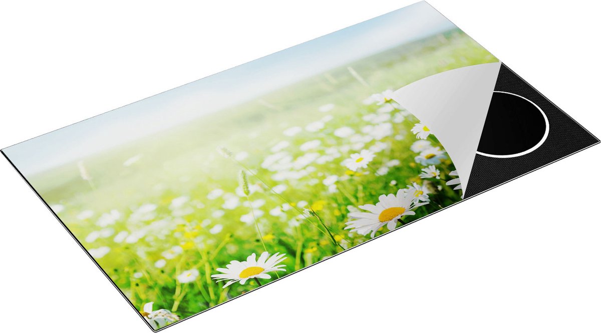 Chefcare Inductie Beschermer Bloemenveld van Madeliefjes - Bloemen - 89,6x51,6 cm - Afdekplaat Inductie - Kookplaat Beschermer - Inductie Mat