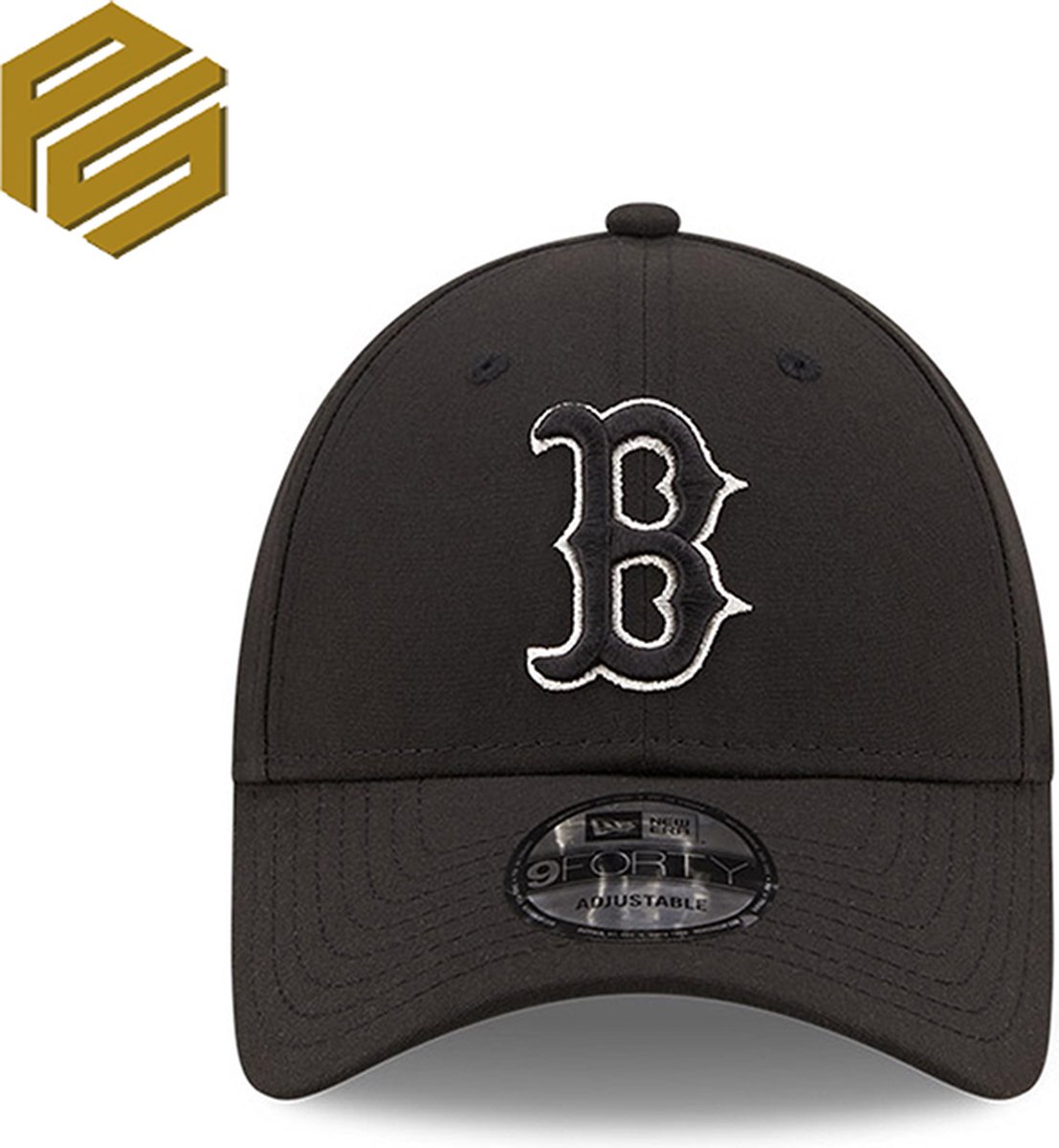 New Era Boston Red Sox Gold Logo 9Forty Black Cap 60184629