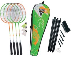 Badminton set Attacker 4 spelers + net rood