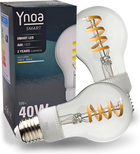 Set van 2 Ynoa Smart lampen White Tones - E27 LED lamp - Zigbee 3.0 - Filament lamp - Dimbaar - CCT