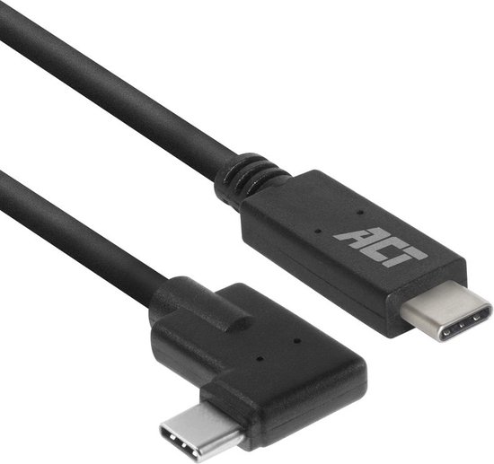 ACT USB C kabel naar USB C 90 graden -  2 m  - USB 3.2 Gen 1 (3.1 Gen 1) - USB C Hoek Haaks - AC7407