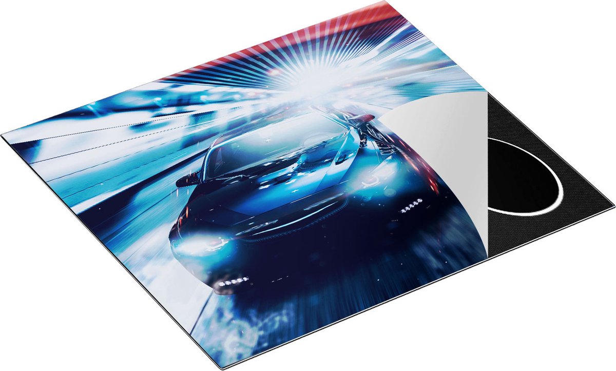 Chefcare Inductie Beschermer Zwarte Sportwagen Auto - Abstract - 60x52 cm - Afdekplaat Inductie - Kookplaat Beschermer - Inductie Mat
