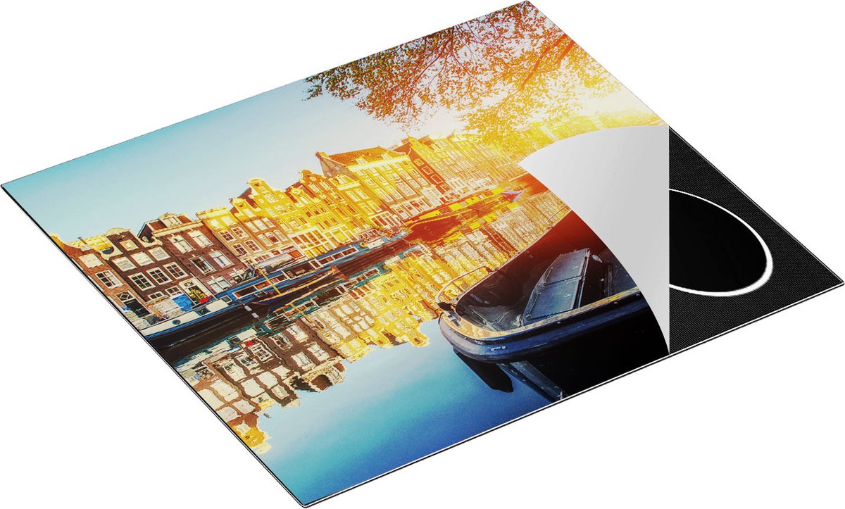 Chefcare Inductie Beschermer Amsterdamse Brug - Gracht - met Bloemen - 57,6x51,6 cm - Afdekplaat Inductie - Kookplaat Beschermer - Inductie Mat