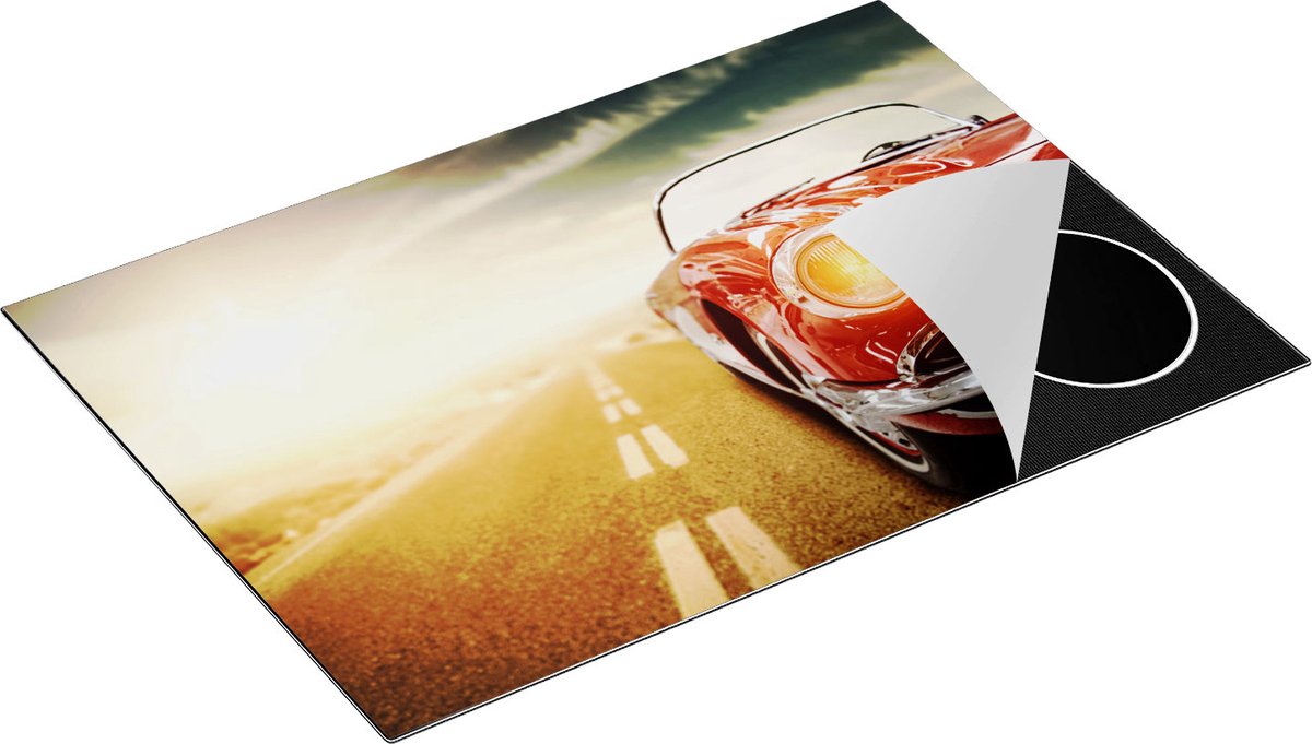 Chefcare Inductie Beschermer Oude Rode Auto - Retro - 76x51,5 cm - Afdekplaat Inductie - Kookplaat Beschermer - Inductie Mat