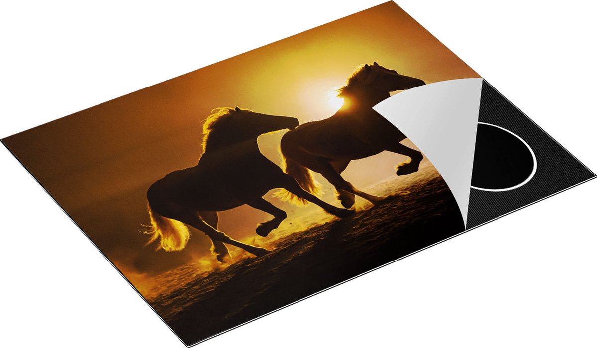 Chefcare Inductie Beschermer Silhouet van Twee Paarden - 70x55 cm - Afdekplaat Inductie - Kookplaat Beschermer - Inductie Mat
