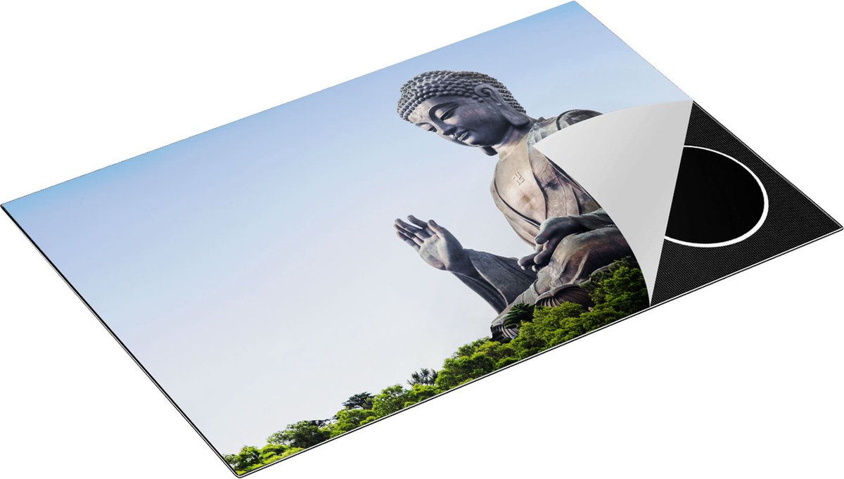 Chefcare Inductie Beschermer Groot Boeddha Beeld in het Bos - 80,2x52,2 cm - Afdekplaat Inductie - Kookplaat Beschermer - Inductie Mat
