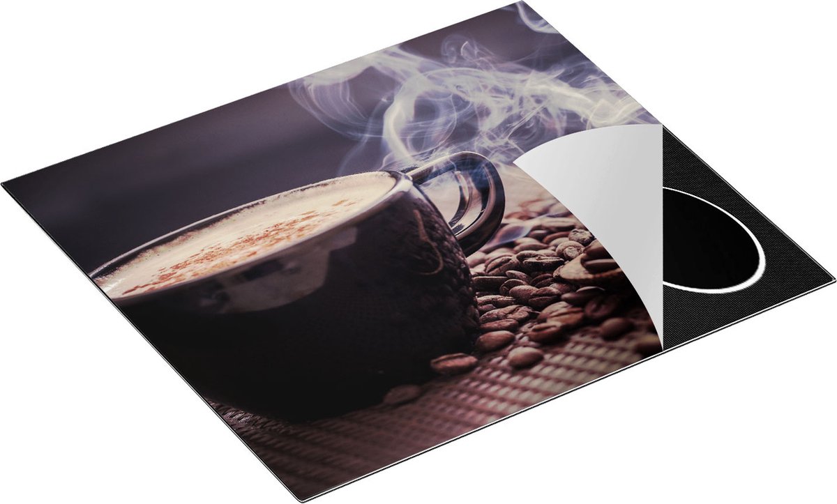 Chefcare Inductie Beschermer Hete Koffie Kop met Koffiebonen - 58,3x51,3 cm - Afdekplaat Inductie - Kookplaat Beschermer - Inductie Mat