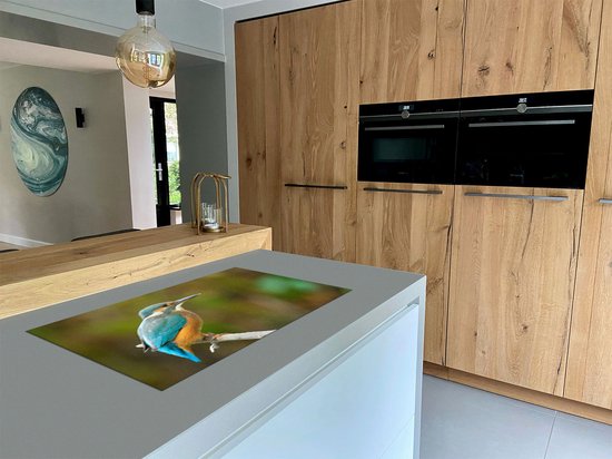 Chefcare Inductie Beschermer Blauwe IJsvogel op een Tak - 95x50 cm - Afdekplaat Inductie - Kookplaat Beschermer - Inductie Mat