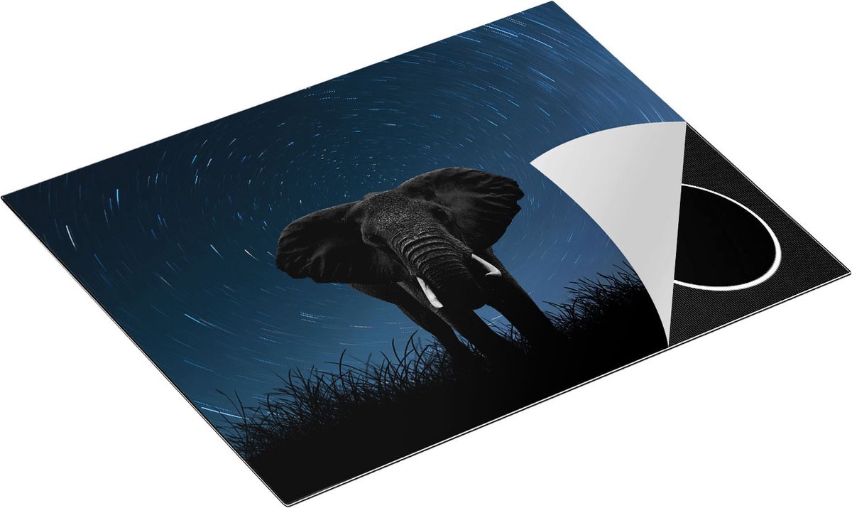 Chefcare Inductie Beschermer Olifant Omringd met Sterren - 65x50 cm - Afdekplaat Inductie - Kookplaat Beschermer - Inductie Mat