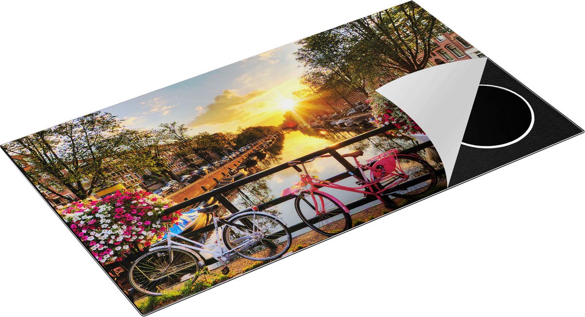 Chefcare Inductie Beschermer Amsterdamse Brug met Zonsopgang - 95x55 cm - Afdekplaat Inductie - Kookplaat Beschermer - Inductie Mat