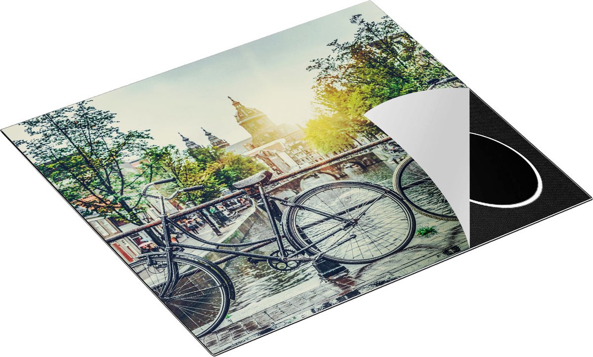 Chefcare Inductie Beschermer Amsterdamse Brug bij een Gracht met Zonsondergang - 60x55 cm - Afdekplaat Inductie - Kookplaat Beschermer - Inductie Mat